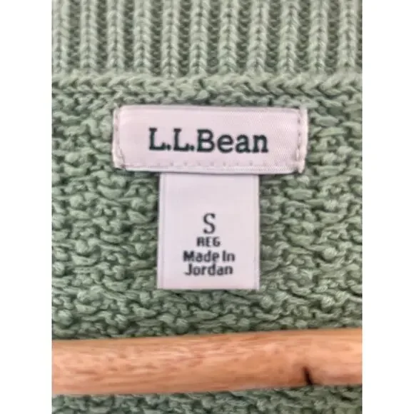 L.L. Bean Womens sz Small green knit weave sweater - Picture 2 of 7